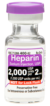 Heparin Sodium Injection, USP 2,000 USP units per 2 mL